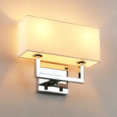 Vista 10 de PERMO Aplique de pared con acabado dorado antiguo, doble aplique con pantallas textiles blancas y botón de encendido y apagado para sala de estar