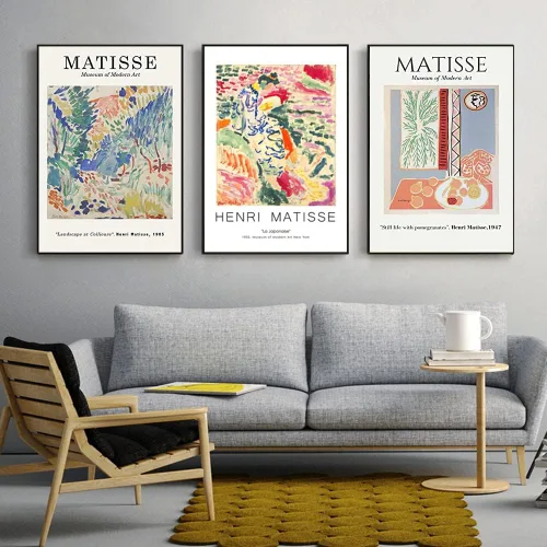 Vista 2 de Henri Matisse impresiones artísticas estéticas de La Japonaise Gallery Exhibition Poster Henri Matisse Juego de impresiones artísticas de galería