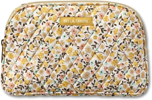 Vista 21 de Bella Taylor Bolsa de maquillaje de algodón acolchada grande para mujeres, bolsa de cosméticos de viaje