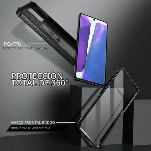 Vista 3 de Dexnor Funda para Samsung Galaxy Note 20 5G, [Protector de pantalla integrado y soporte] Protección de grado militar resistente a prueba de golpes