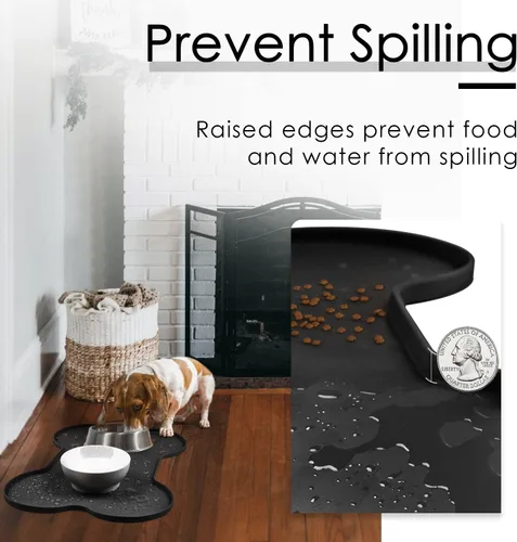 Vista 3 de Super Design Dog Food Mat Bowl Mat for Floors Waterproof Silicone Cat Dog Feeding Mat for Food and Water Pet Placemat Non Spill Puppy Dish Tray Non
