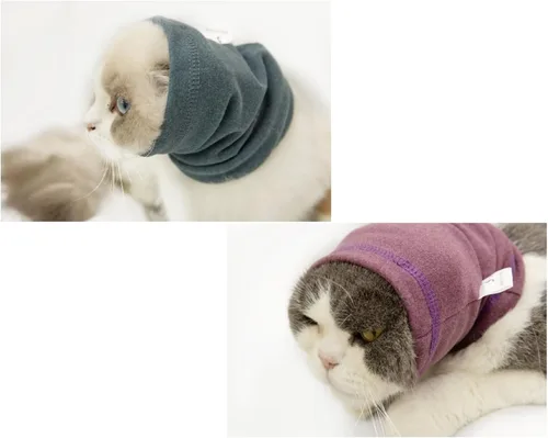 Vista 13 de Paquete de 2 protectores de orejas de gato sin arañazos para el cuidado de heridas 1azul+1 gris