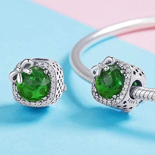 Vista 4 de MUERDOU Abalorio de piedra natal apto para dijes, pulsera, lazo, cumpleaños, cristal para pulsera y collar