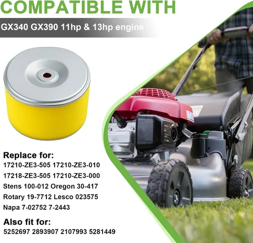 Vista 2 de Filtro de aire 17210-ZE3-505 compatible con motor GX340 11HP GX390 13HP con prefiltro de espuma - Reemplace el filtro de aire 17210-ZE3-010