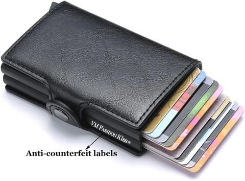 Vista 2 de Cartera ultrafina con bloqueo de RFID segura para tarjetas de crédito, Negro -, Minimalista