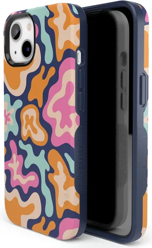 Vista 5 de Casely Funda para iPhone 13 Salpicadura de Color Medianoche Retro Abstracto Compatible con MagSafe Diseño Protector Audaz