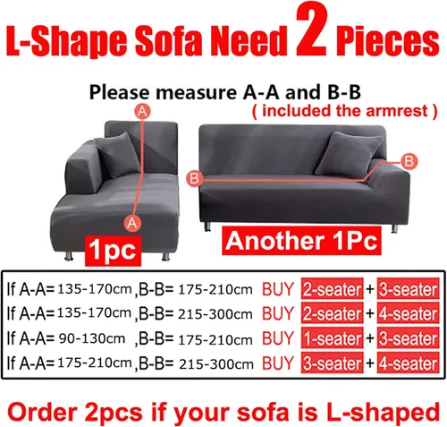 Vista 3 de Funda de sofá elástica, funda de asiento en forma de L, funda de sofá, funda para silla reclinable, chaise, silla, 1/2/3/4 asientos