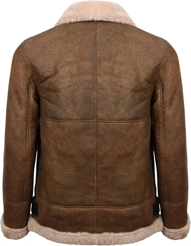 Vista 4 de Chaqueta de piel de oveja marrón claro B3 para hombre