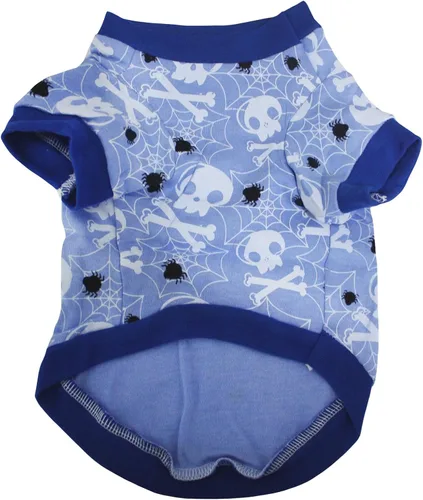 Vista 2 de Petitebella Camisa negra para perro con cara de calavera (huesos, XS)