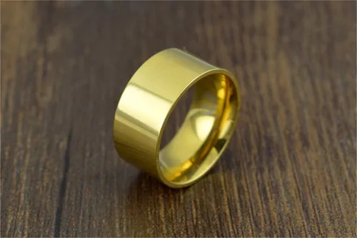 Vista 4 de Fashion Month Anillo de acero inoxidable de 0.394in de ancho para hombre y mujer, color plateado, oro rosa de 18 quilates, banda grande y pulida