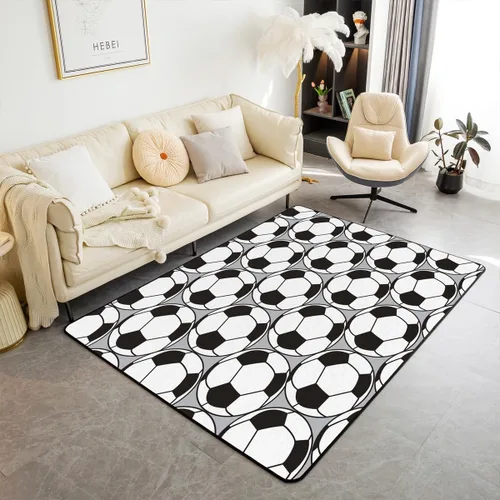 Vista 11 de Alfombra de rugby de 4 x 5 pies para sala de estar, para dormitorio, niños, niñas, mujeres, hombres, azul, para comer dormir, fútbol, decoración
