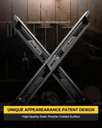 Vista 3 de KYX Estribos para Ford F150 2015-2024 2017-2024 F250 F350 Supercrew Cab, 3 peldaños laterales de tubo, diseño de dos escalones para puerta