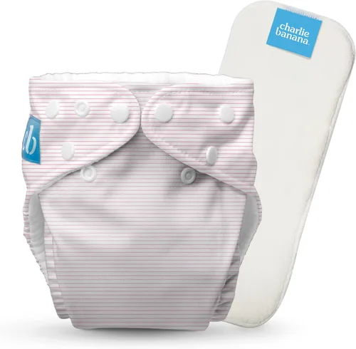Vista 38 de Charlie Banana Pañales de tela, reutilizables, lavables, ajustables, talla única, para bebés y niños pequeños, con inserto absorbente, aviador