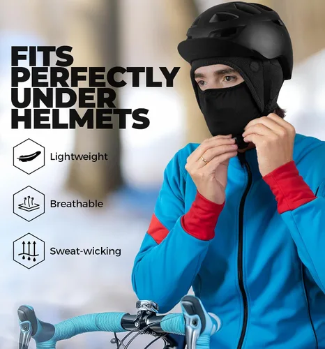 Vista 5 de Tough Headwear Skull Cap with Mask Men, Winter Running Gear, Motorcycle Winter Gear, Helmet Liners, Ski Hat, Thermal Beanie