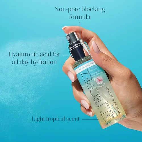 Vista 5 de St. Tropez - Bruma facial de autobronceado Purity, brillo natural besado por el sol con ácido hialurónico y antioxidantes, cuidado facial vegano