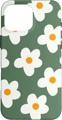 Vista 19 de Retro 60s flower vintage floral pattern sage green Groovy Case for iPhone 16