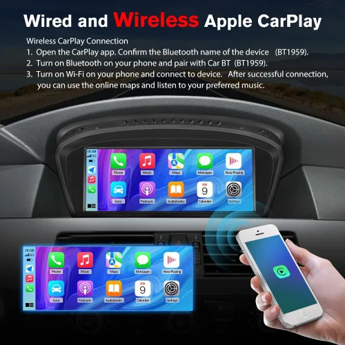 Vista 4 de Pantalla de radio de coche Linux de 8.8 pulgadas para BMW Serie 3/5 E60 E61 E63 E64 E90 E91 E92 CCC (2004-2008) CarPlay Android Auto Display Mirror