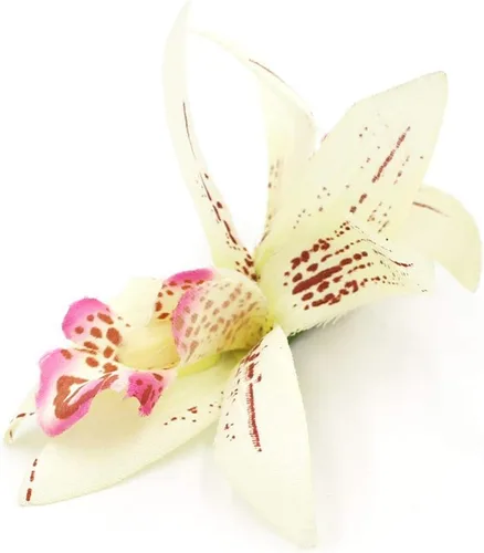 Vista 7 de Pinza para el pelo de orquídea Cymbidium crema y fucsia para mujer (paquete de 6), Multicolorido