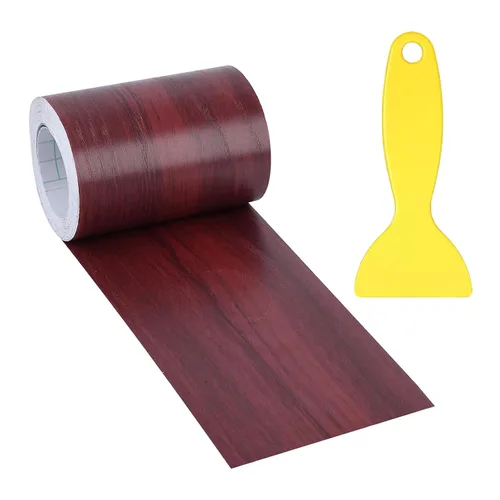 Vista 8 de Cinta de Reparación de Veta de Madera Realista de 4" x 33', Parche de Reparación de Veta de Madera Autoadhesivo para Mesas, Sillas, Puertas Marrón
