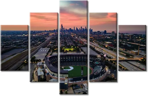 Vista 41 de Busch Stadium Baseball Home Decor St. Louis, Missouri Cityscape - Pósteres e impresiones artísticas de pared de 5 piezas de estadios de béisbol
