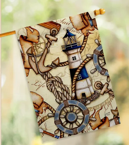 Vista 9 de Bandera náutica costera de Sailor Sea Shells al aire libre, decoración del océano de verano, pancarta pequeña para jardín, patio, regalo de doble