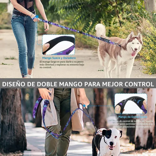 Vista 7 de Hotsky Correa táctica para perro resistente para perros medianos y grandes que tiran, 4-6 pies, resistente correa elástica para perro que absorbe
