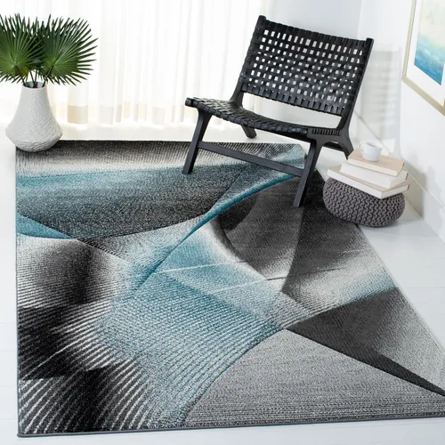 Vista 16 de SAFAVIEH Hollywood Collection - Alfombra decorativa de 2 pies 3 pulgadas x 4 pies, beige y azul, diseño moderno de mediados de siglo, no desprende