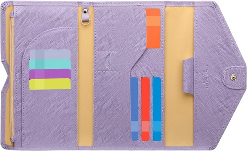 Vista 83 de Zoppen - Billetera de viaje con bloqueo RFID multiusos (Ver.4) Portatarjetas de pasaporte y vacunas, organizador de documentos de tres pliegues