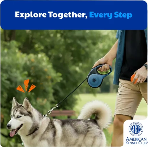 Vista 7 de American Kennel Club Correa retráctil resistente para perro, 16.4 pies, sin enredos, agarre ergonómico, freno de una mano, para perros medianos
