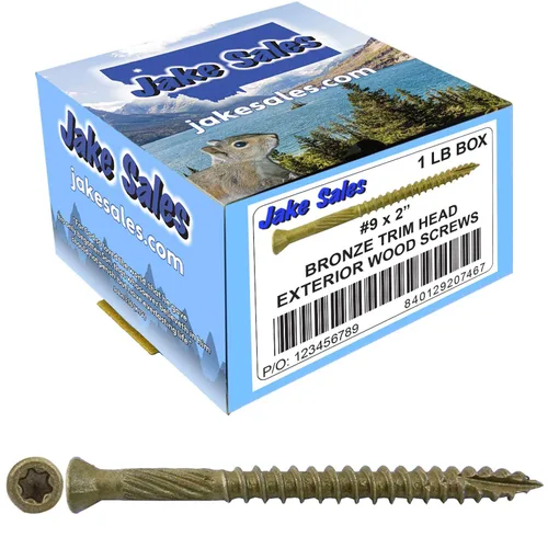 Vista 8 de Jake Sales Tornillo de madera multiusos con revestimiento de bronce de 1-5/8 pulgadas, cabeza torx/Star Drive Trim Head