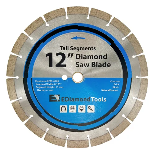 Vista 28 de Hoja de sierra segmentada de diamante de 4" para hormigón, ladrillo, bloque y mampostería Altura del segmento de 0.394 in, eje de 7/8"-5/8", grano