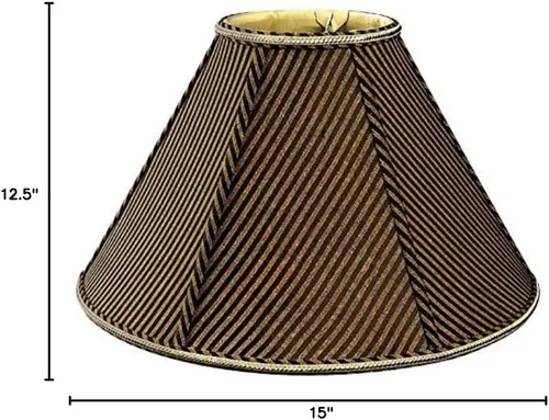 Vista 3 de Royal Designs Round Empire - Pantalla para lámpara (diseño imperio), diseño a rayas, marrón y negro, 3.5 x 10 x 6 pulgadas