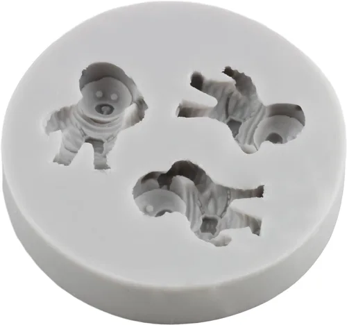 Vista 8 de Sijiangmold Molde de silicona para astronauta, diseño de astronauta, planeta, cohete, satélite, fondant, para cupcakes, decoración de pasteles