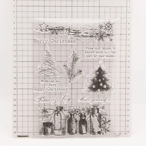 Vista 2 de Sellos de silicona transparentes para árbol de Navidad para hacer tarjetas, sellos de goma transparente para álbumes de recortes, álbum de fotos