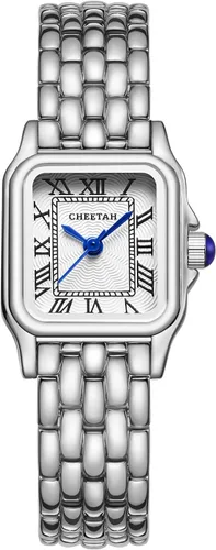 Vista 10 de CHEETAH - Relojes de oro para mujer con pulsera vintage pequeña, caja rectangular y esfera romana