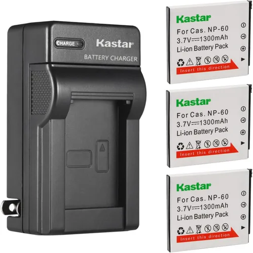 Vista 6 de Kastar - Cargador de batería de pared para Casio NP-60 CNP-60, cargador BC-60L, Casio Exilim EX-FS10 EX-S10 EX-S12 EX-Z9 EX-Z19 EX-Z20 EX-Z21 EX-Z25