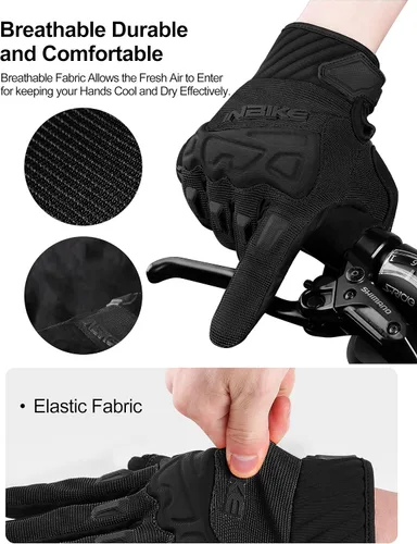 Vista 4 de INBIKE - Guantes para bicicleta de montaña para hombres con protección para nudillos, acolchados, guantes de ciclismo transpirables para MTB