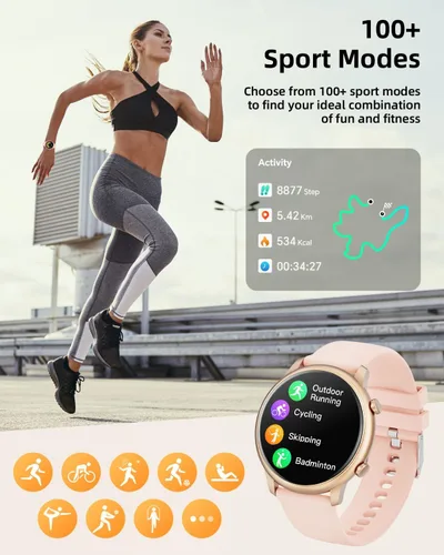Vista 3 de Hwagol Relojes Inteligentes para Mujeres Compatible con Teléfonos Android e iPhone (Llamada Bluetooth), Rastreador de Fitness Redondo de 1.39