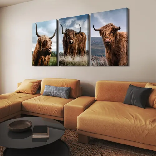 Vista 38 de 3 piezas modernas de lienzo de león de animales salvajes, pinturas de retratos de familia de leones, decoración de pared, obras de arte de sala