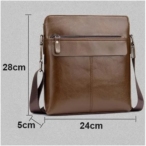 Vista 2 de CZDYUF - Bolso bandolera de cuero para hombre, bolso cruzado pequeño para hombre, bolso bandolera de cuero para hombre, bolso de negocios