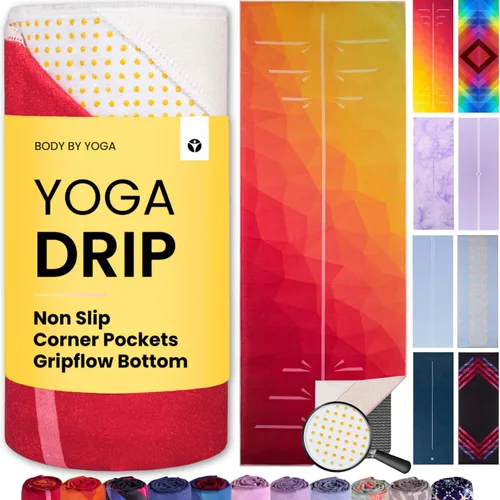 Vista 11 de Toalla de yoga con agarre de yoga, toalla antideslizante para esterilla de yoga caliente con bolsillos en las esquinas, agarre antideslizante