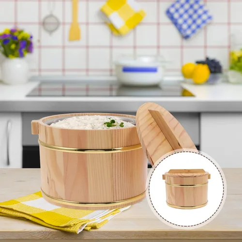 Vista 9 de Barril de arroz de madera Cubo de arroz Cocina de madera: barril de madera al vapor Sushi Arroz Enfriador Tazón de arroz Cuenco de arroz Tina