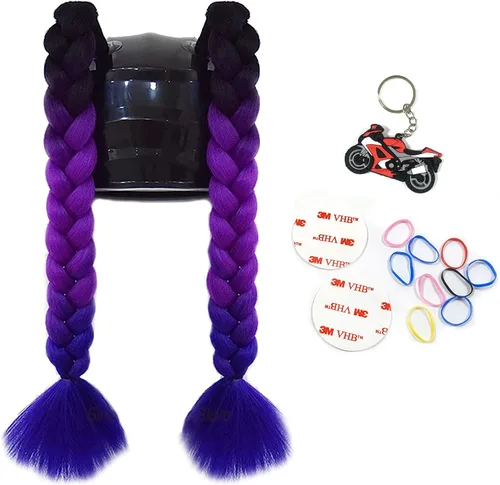 Vista 11 de 2 piezas de casco de coleta para motocicleta, cola de caballo, casco de bicicleta, trenzas de pelo para cualquier casco, decoración, copa