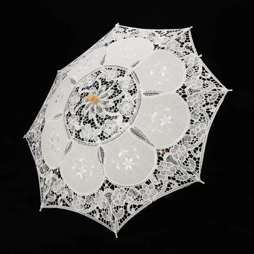 Vista 3 de Sombrilla de encaje negro hecho a mano de encaje sombrilla plegable paraguas boda nupcial para dama mujer fiesta decoración baile fotografía prop