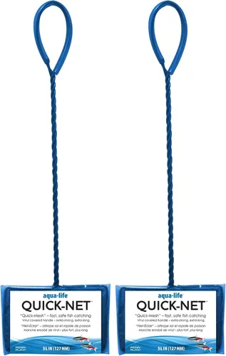 Vista 25 de PENN-PLAX Quick-Net Red para peces de acuario – Duradera, fuerte y segura – El color puede variar (azul o verde) – Red de 6 x 5 pulgadas – Mango
