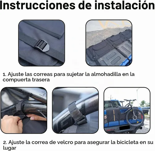 Vista 6 de Amooca - Almohadilla para puerta trasera de camioneta para bicicletas de montaña, con 2 bolsillos para herramientas, de 42" de ancho para 4
