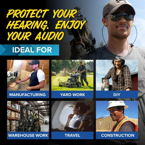 Vista 3 de Plugfones Liberate 2.0 Auriculares Bluetooth para el trabajo, auriculares inalámbricos de seguridad compatibles con OSHA, 29dB NRR protección
