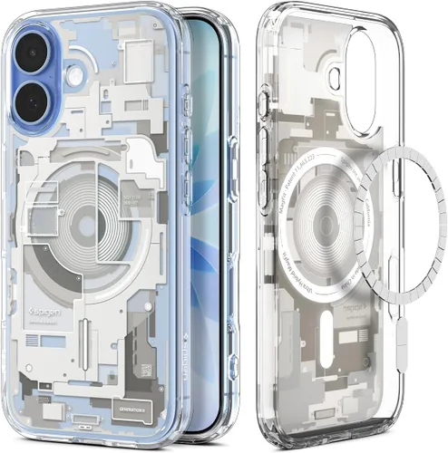 Vista 46 de Spigen Ultra Hybrid MagFit Impresión Digital Directa - Funda para iPhone 16 Pro [Diseño Personalizado][Compatible con Magsafe] - Analógica DDP