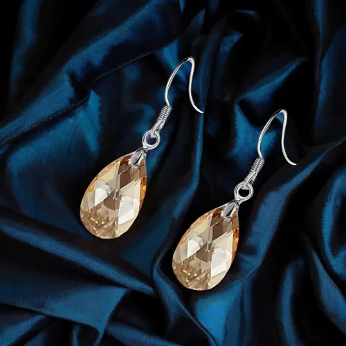 Vista 84 de Aretes colgantes de cristal austriaco con forma de lágrima para mujer, joyería hipoalergénica de plata de ley 925