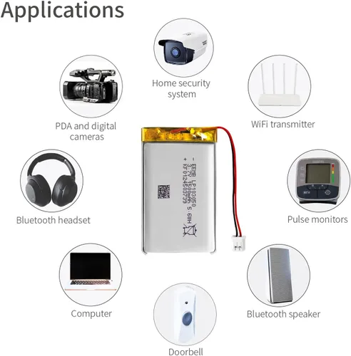 Vista 6 de EEMB Batería de polímero de litio 3.7V 1500mAh 103050 Lipo Batería recargable con conector JST de cable para altavoz y dispositivo inalámbrico